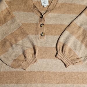 Billabong Tan & Beige Striped Henley Pullover